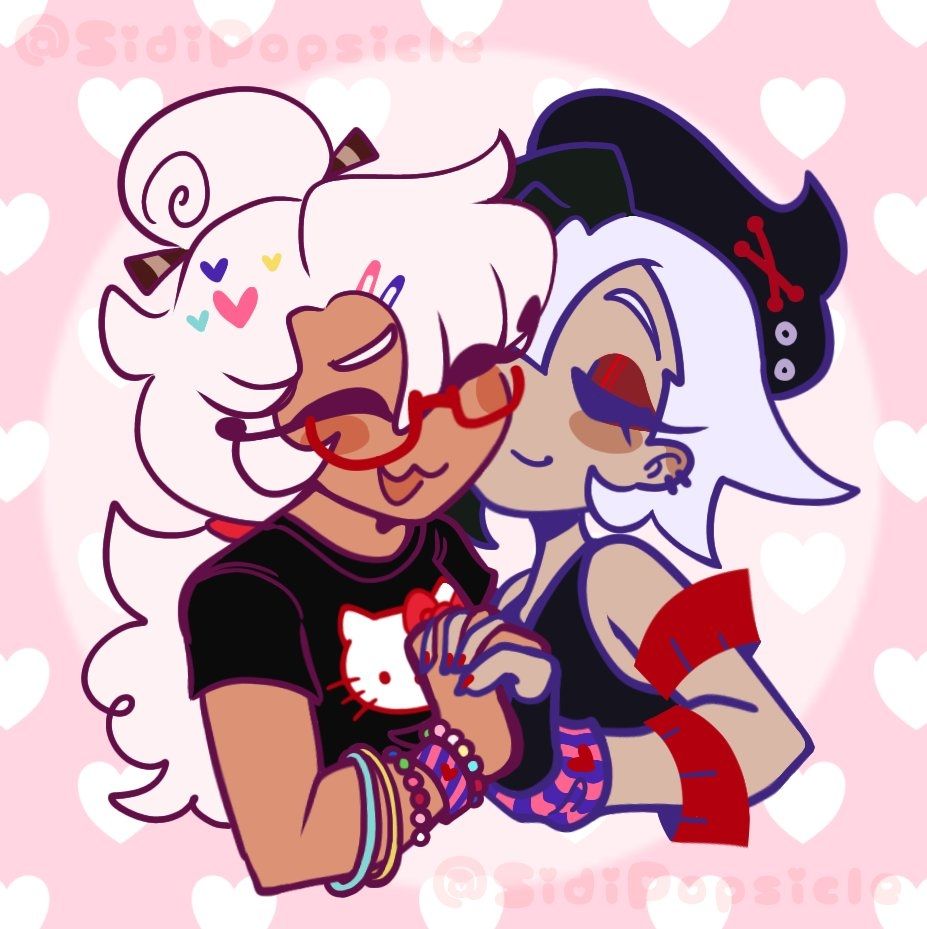 Parfait and Currant Cream sharing a cute embrace! Currant Cream is kissing her cheek and theyre holding hands!