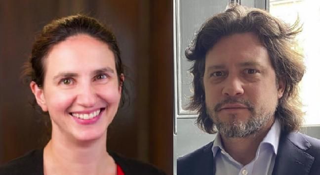 Portraits of Prof Christina Pagel and Dr Mike Galsworthy.