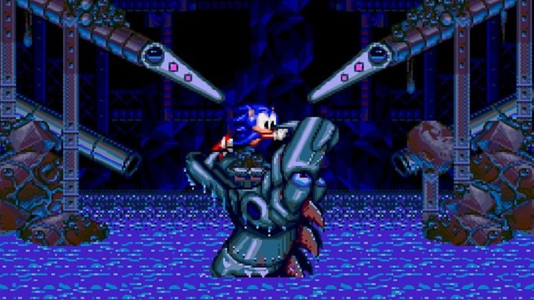 that robo-serpent at the bottom of the first level of Sonic Spinball. It's trying to eat Sonic.