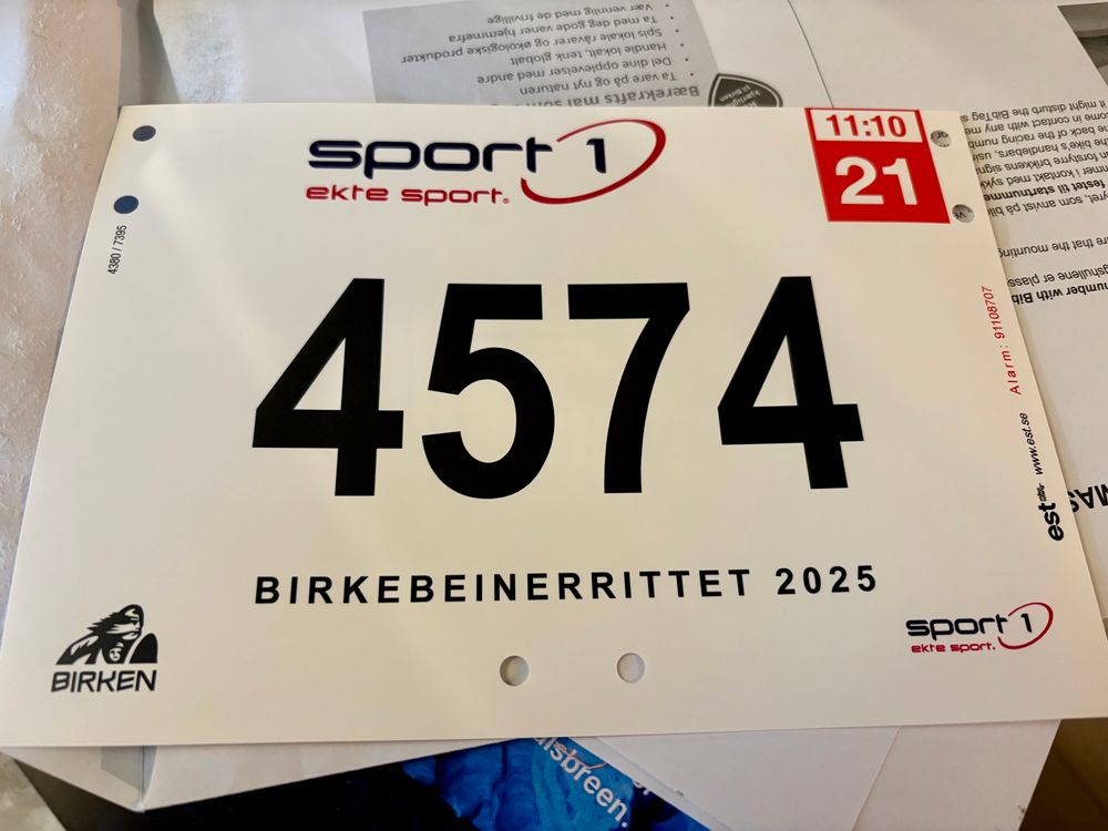 Et startnummer fra birkebeiner-rittet 