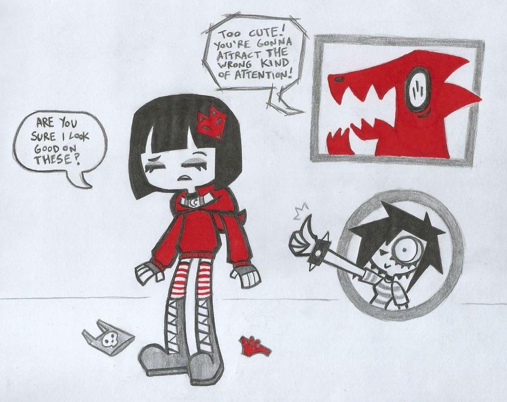 Hong is trying some new clothes. They're not sure if they look good with these. Meanwhile Nia approves giving a thumb up. Beebee is more worries these new clothes would attract unwanted attention.