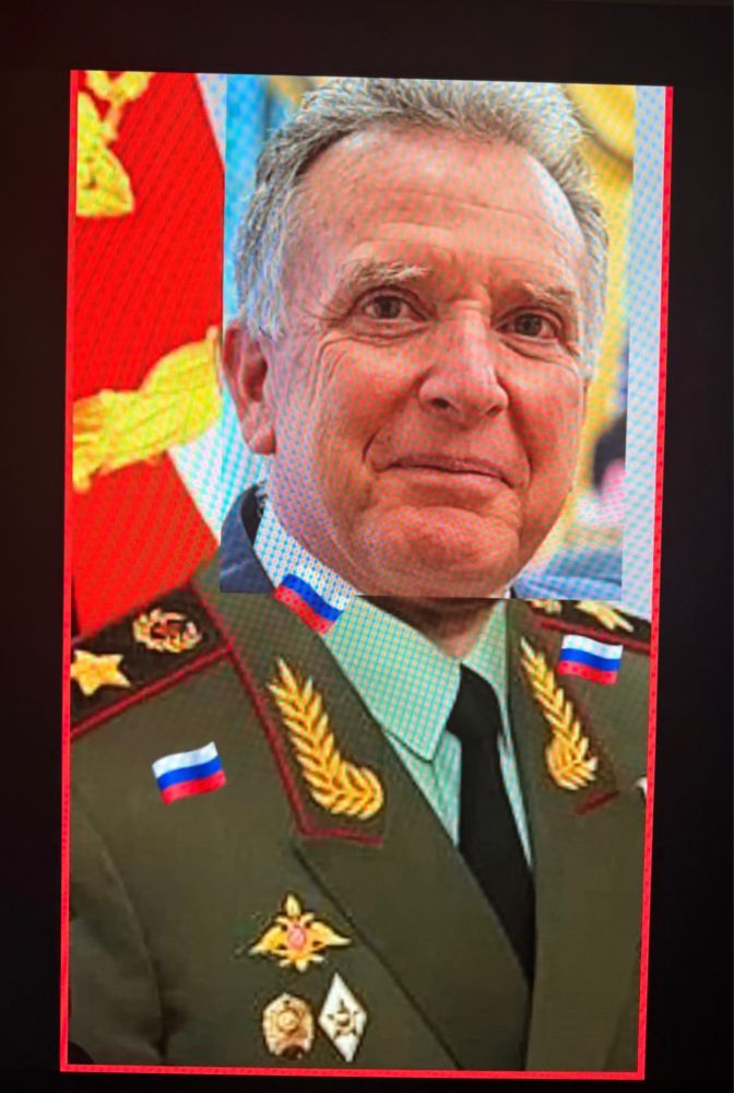 Steve Witkoff's head photoshopped onto a Russian General.