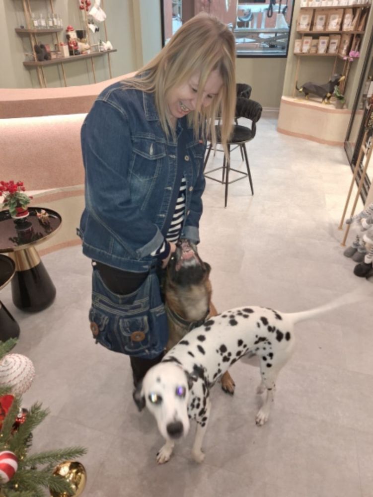 Me with dogs in groomer place 