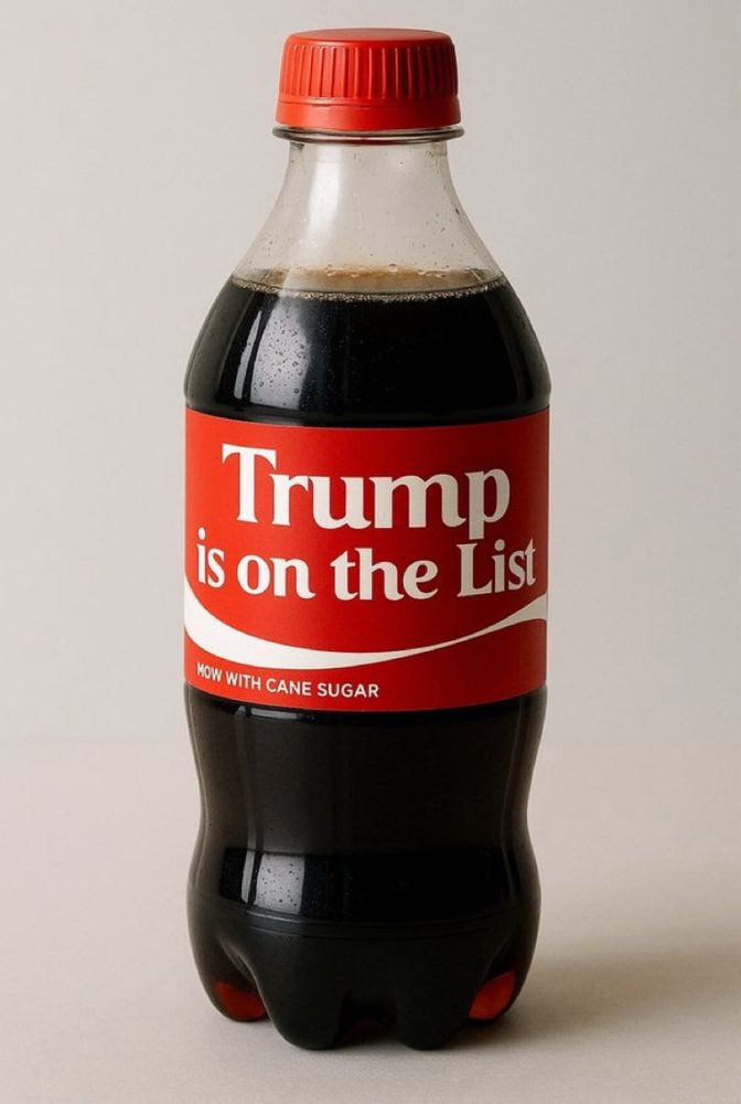 Coke bottle. Label reads. Trump is on the list.