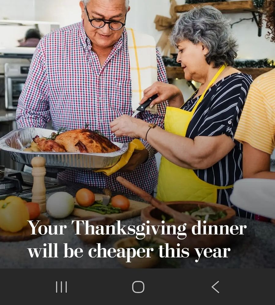 "Your thanksgiving dinner will be cheaper this year"