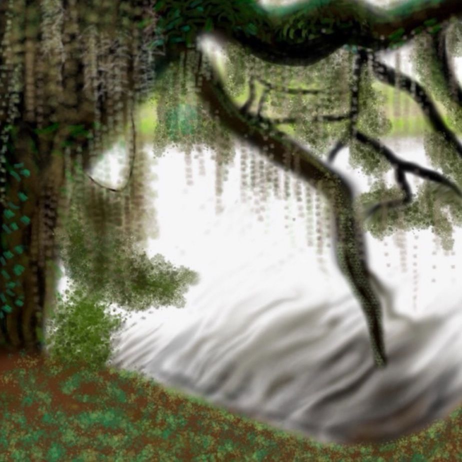 Digital rendering of a willow tree on a plantation in South Carolina, USA