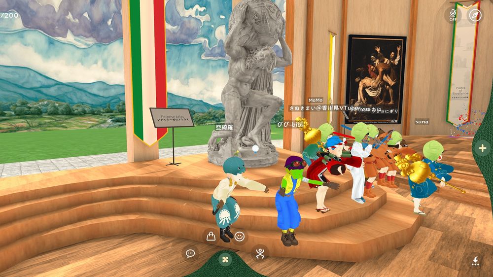 【Virtual EXPO 2025 / バーチャル万博～空飛ぶ夢洲～】2025/6/11 イタリア館の《ファルネーゼ・アトラス》前で記念撮影。
