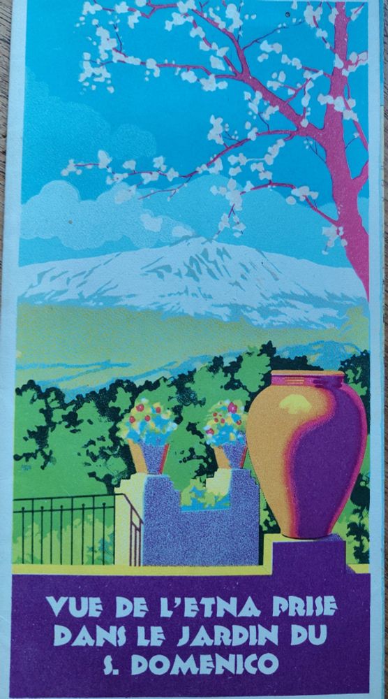 Dessin de la vue de l'Etna depuis Taormina