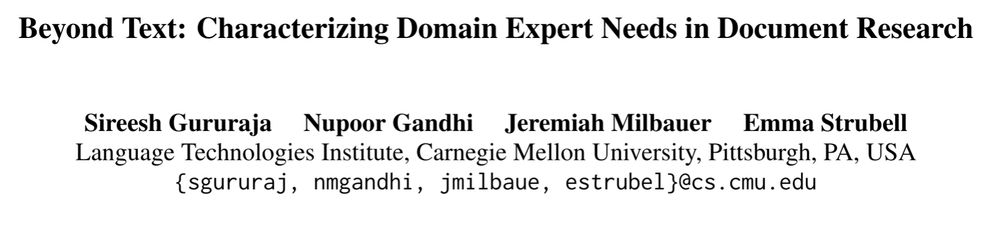 Screenshot of paper title "Beyond Text: Characterizing Domain Expert Needs in Document Research"