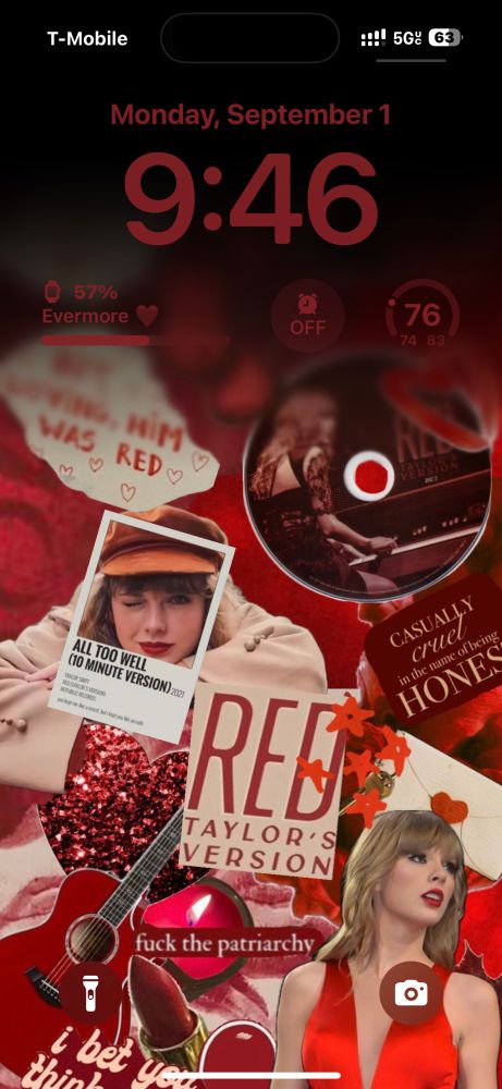 Collage of Red (Taylor’s Version) as an iPhone Lock Screen