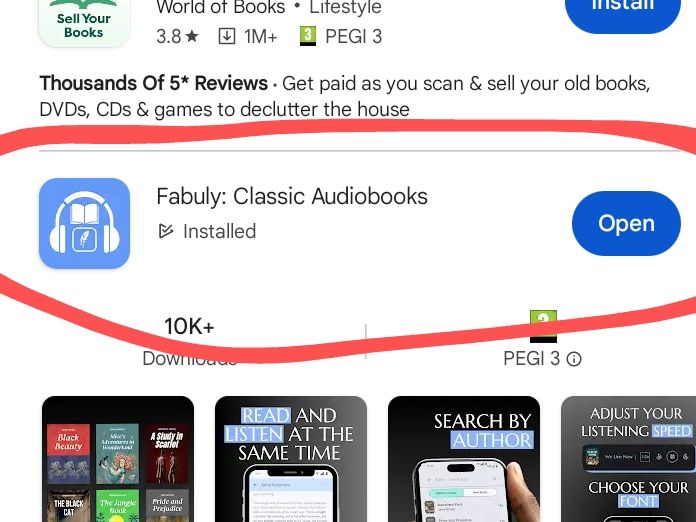 A screenshot of the Fabuly icon on the app store. 