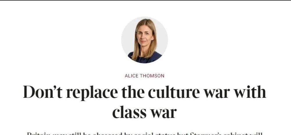 Headline from a rich person who writes: "Don't replace the culture war with the class war"