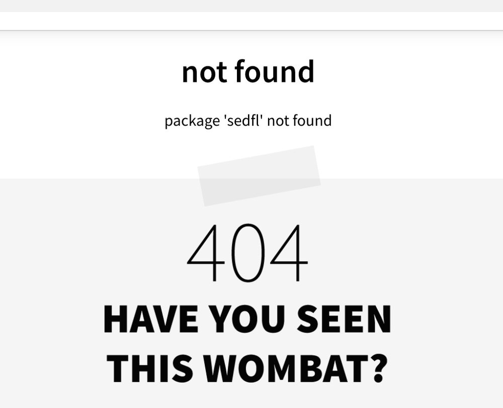 not found
package 'sedfl' not found
404
Have you seen this wombat?