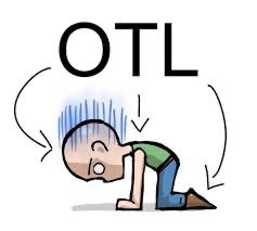 A simple drawing of a person on their hands and knees in despair, explaining how the emoticon OTL should be visualized