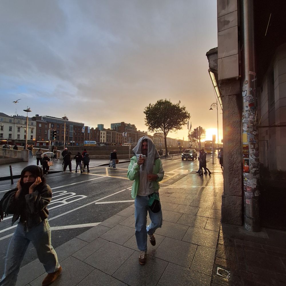 Wet sunset along the quays.