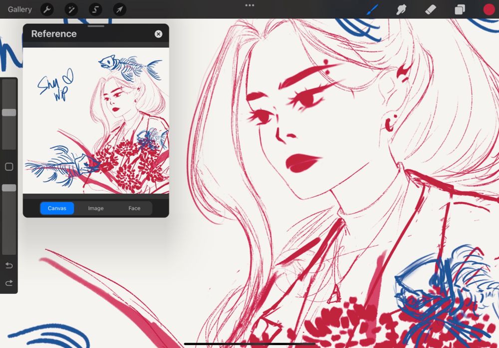 screenshot of a procreate canvas, showing a partial sketch of he xuan from heaven official’s blessing (tgcf)