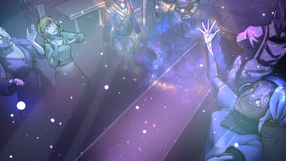 Silvia summons a cloud of stars to wow the bar patrons.