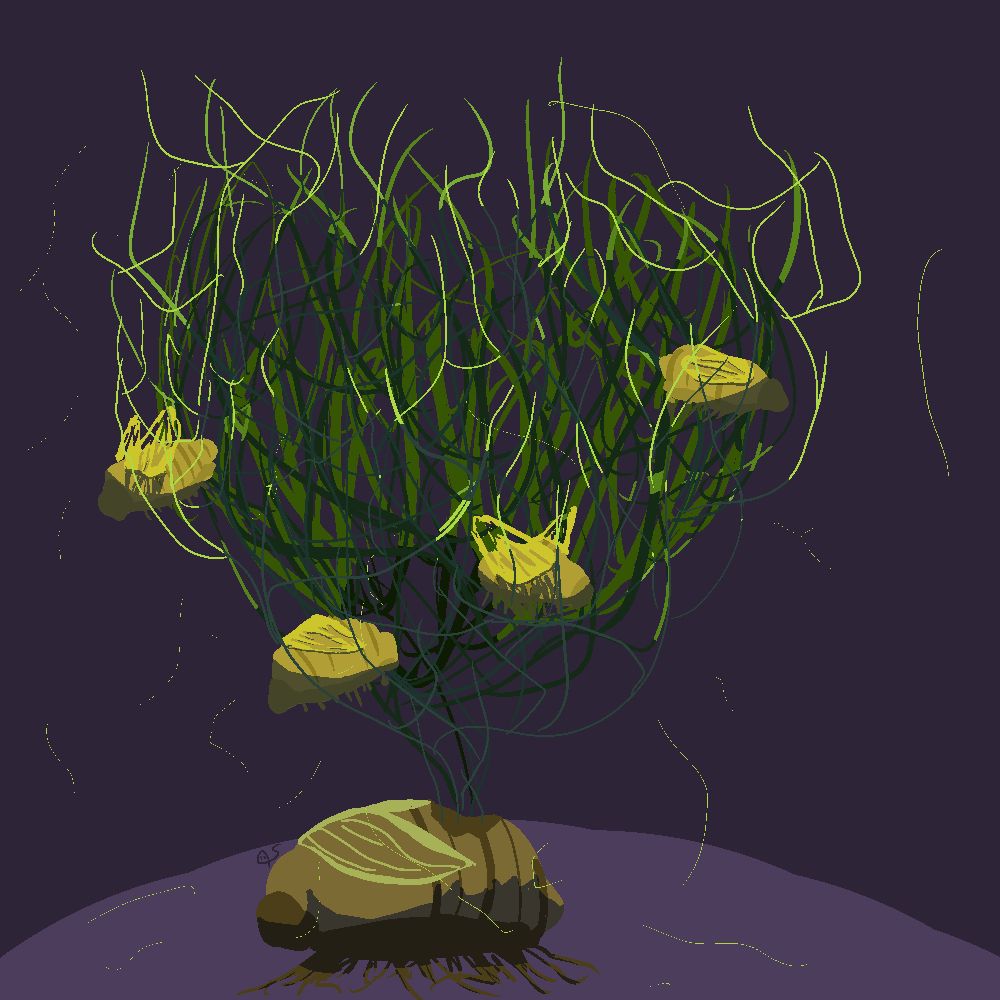 Death beetle growing a sort of plant from where more beetles grow from.