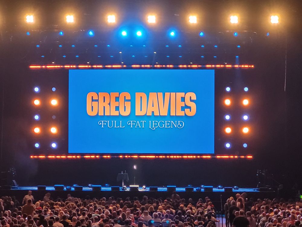 Greg Davies Full Fat Legend tour stage st Birmingham Pulse Arena.