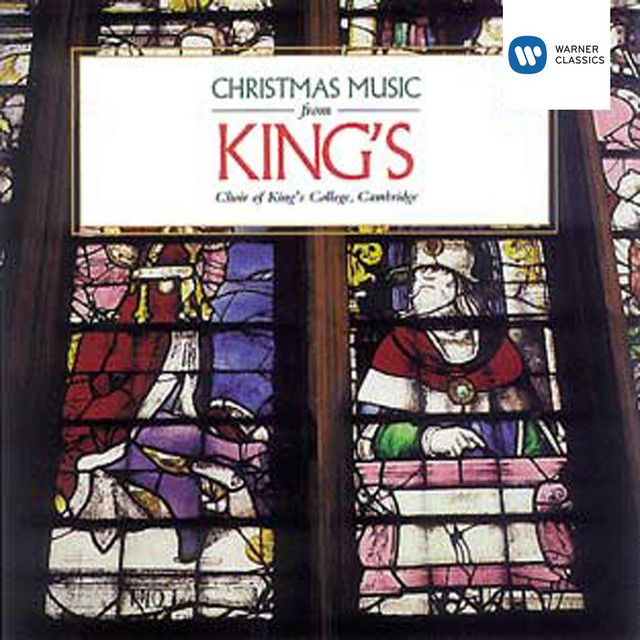Cover image of 'Christmas Music from King's', but the Choir of King's College, Cambridge. It shows two stained glass panels.