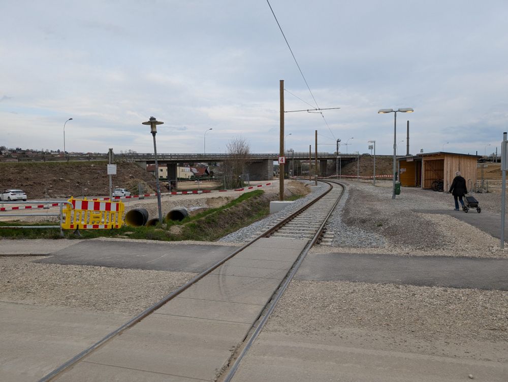 Baustelle an der Haltestelle Leonding