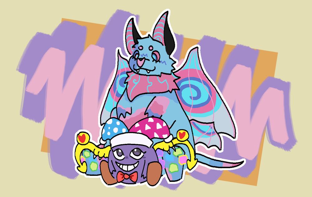 a bat oc and a gengar oc sittin cute togehter