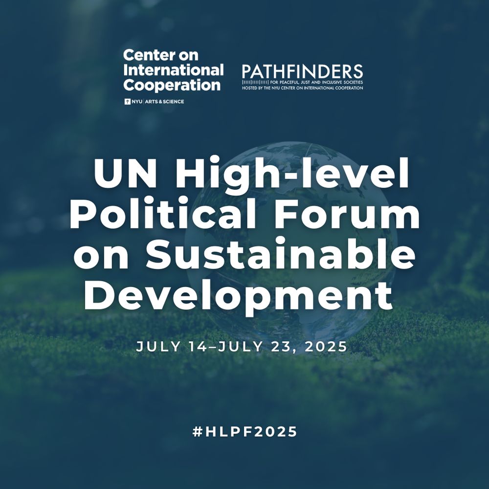 Background photo of a crystal globe orb resting on the moss in the forest with blue tint. CIC and Pathfinders logo on top middle. Text, " UN High-level Political Forum on Sustainable Development; JULY 14–JULY 23, 2025; #HLPF2025."