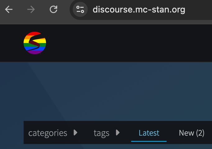 Screenshot of Stan forum website with rainbow Stan logo
