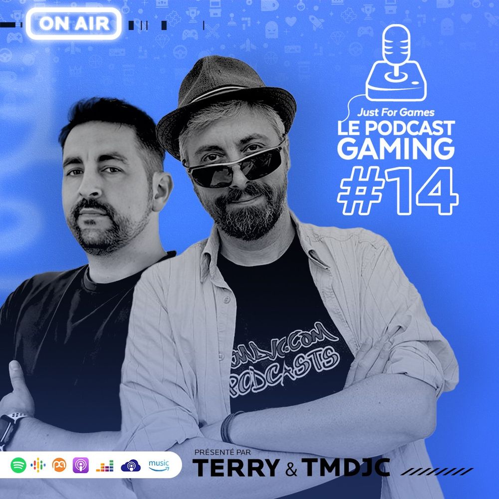 Les présentateurs du podcast gaming Just For Games : Terry et Tmdjc !