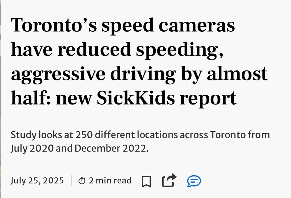 Toronto's speed cameras have reduced speeding, aggressive driving by almost half: new SickKids report
Study looks at 250 different locations across Toronto from
July 2020 and December 2022.
July 25, 2025
Ở 2 min read 0