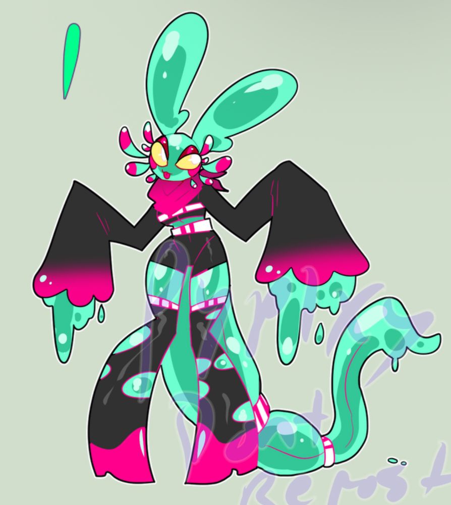 Alien adoptable based on a cat with a slime / goo texture
