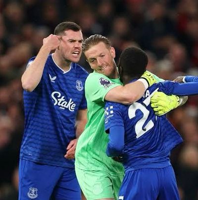 Everton goalkeeper Jordan Pickford spoils the fun…