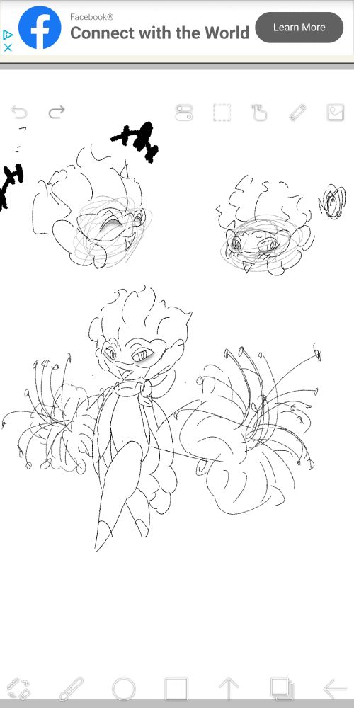doodles of my roserade oc, caper. fuck i don't know how to describe his pose uhhhh, your honor he's posed like a fruit. anyway1!! above him there are two headshot doodles of him, one with him laughing and the other with him flustered.
