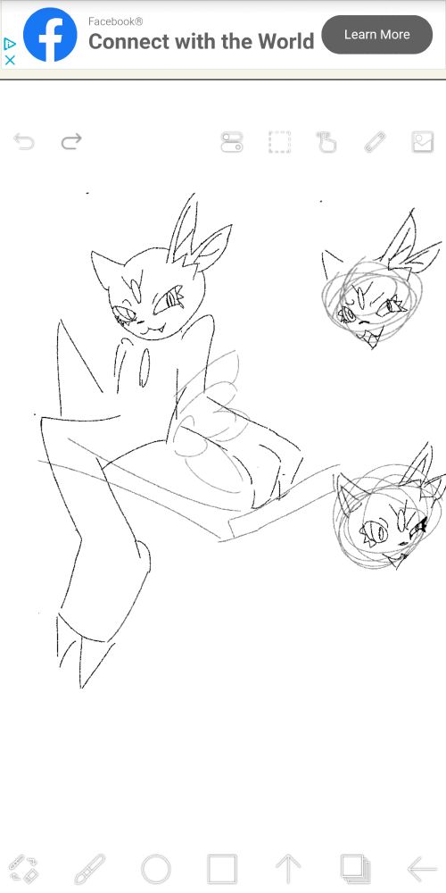 doodles of my sneasel oc, thaw. they are sitting on a ledge, their right leg hanging off of the ledge while their left leg is bent and on the ledge. to the right are two headshot doodles, one is them with a smug expression and the other is them with a more enthusiastic expression. 