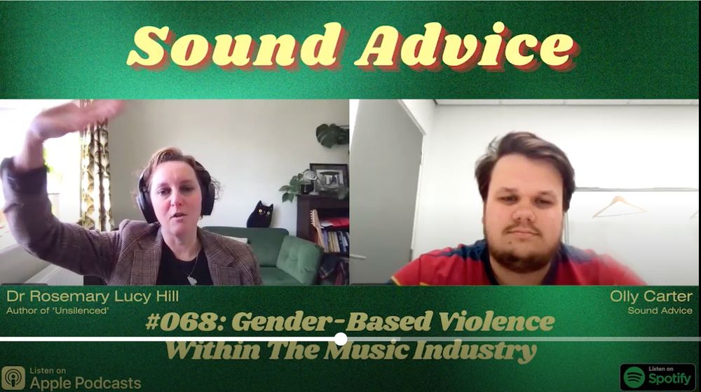 Rosemary Hill and Olly Carter on a video call for Sound Advice podcast.