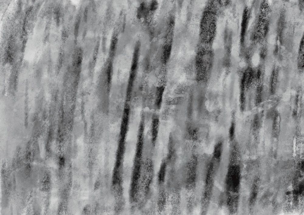visual example of the textures these brushes can make when combined - I used this texture in some of the brush designs, repurposing my exploration into the physical brushes themselves - big full circle moment, this texture feels like a close up of bark, it's grainy and has linear contrast