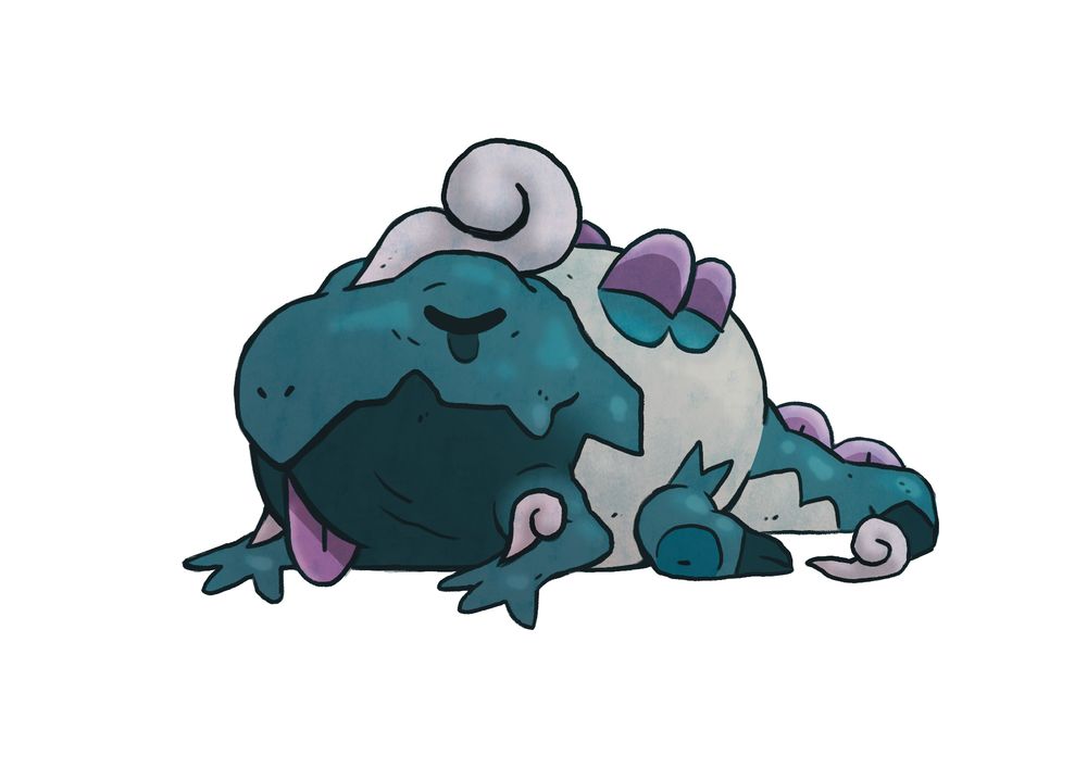 Serphog - the serpant fog pokemon, they can be found deep within foggy swamps, the lack of light allows them to get optimal rest, over time they have developed toxic scales on their back to prevent other pokemon attacking them while they sleep