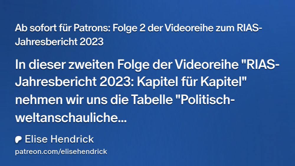 Ab sofort für Patrons: Folge 2 der Videoreihe zum RIAS-Jahresbericht 2023 | Elise Hendrick