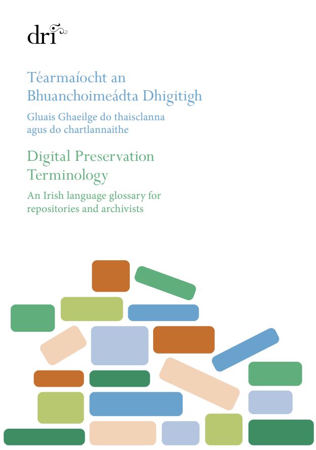 Cover of the book "Digital Preservation Terminology," featuring a modern design and relevant imagery related to digital archiving.