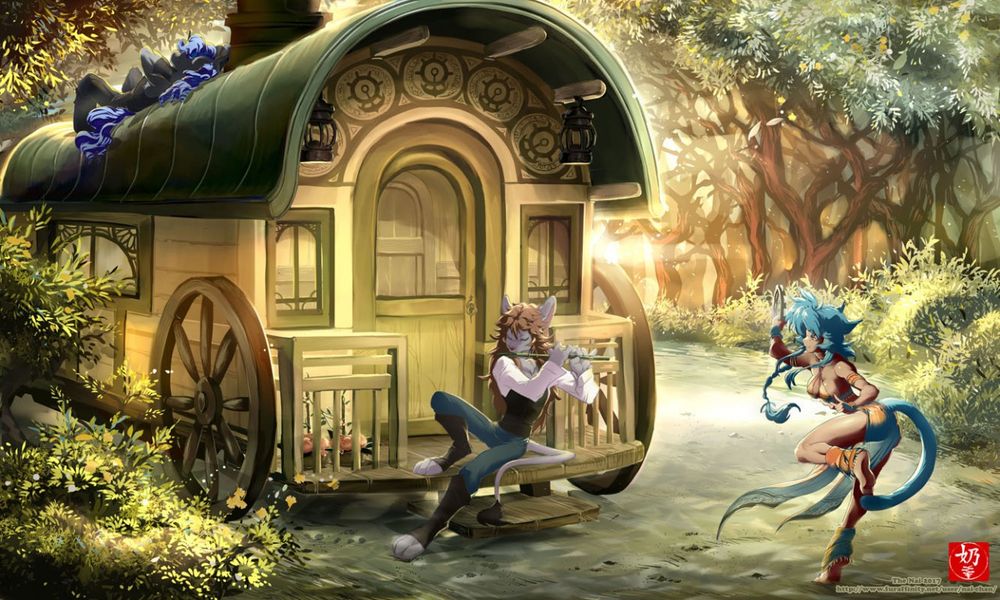 Re-draw of an old picture of my OC's set in Galleon! An homage piece to 20 years of roleplay?💖