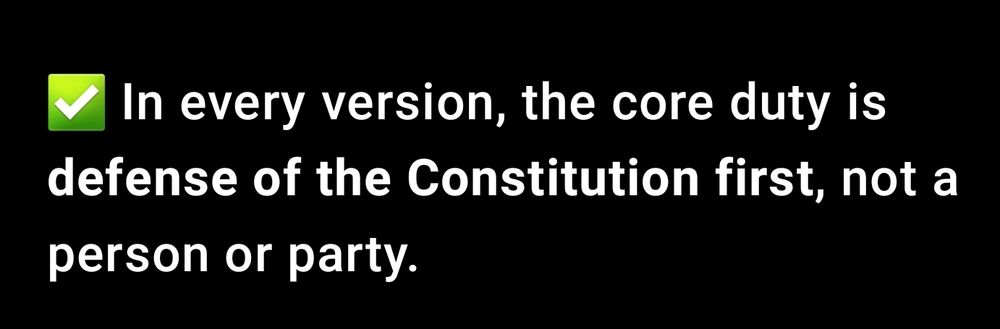 What all versions of constitution stipulates to defend constitution not a person or party
