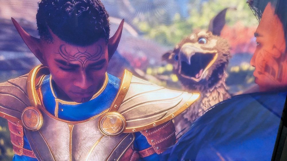 Dragon Age The Veilguard with a smile griffin in the background