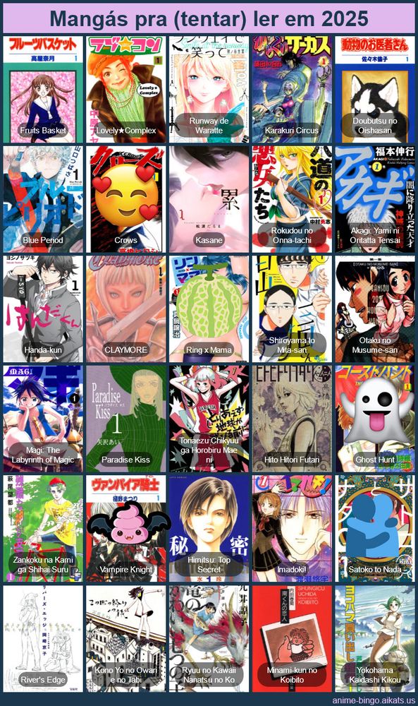 Imagem da lista de desafios com um emoji de cocozinho vampiro em cima de Vampire Knight