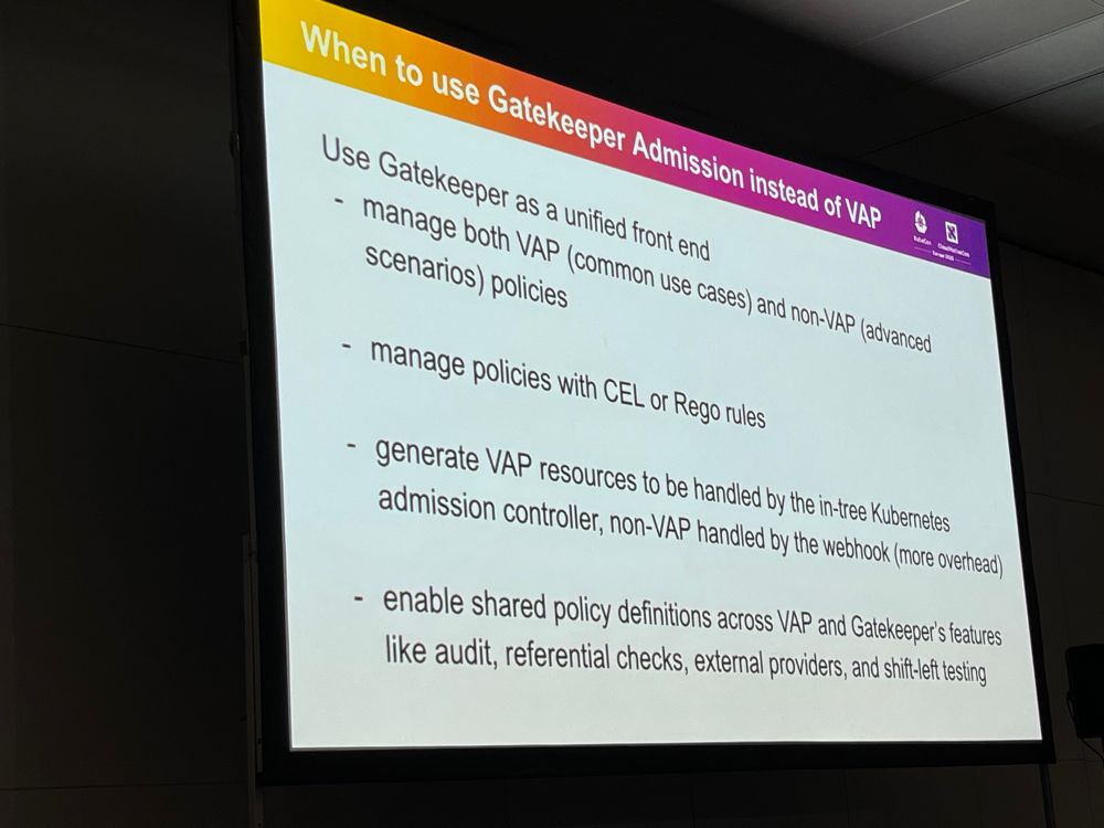 Gatekeeper instead of VAP: examples