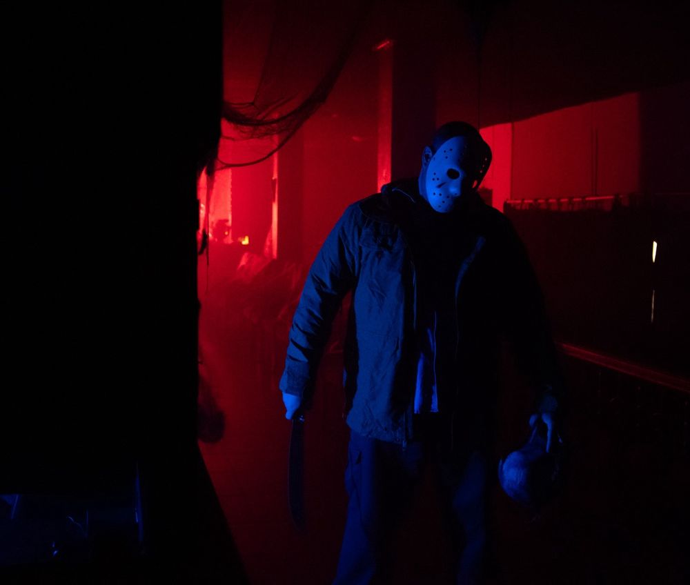 Obie dressed as Jason Voorhees