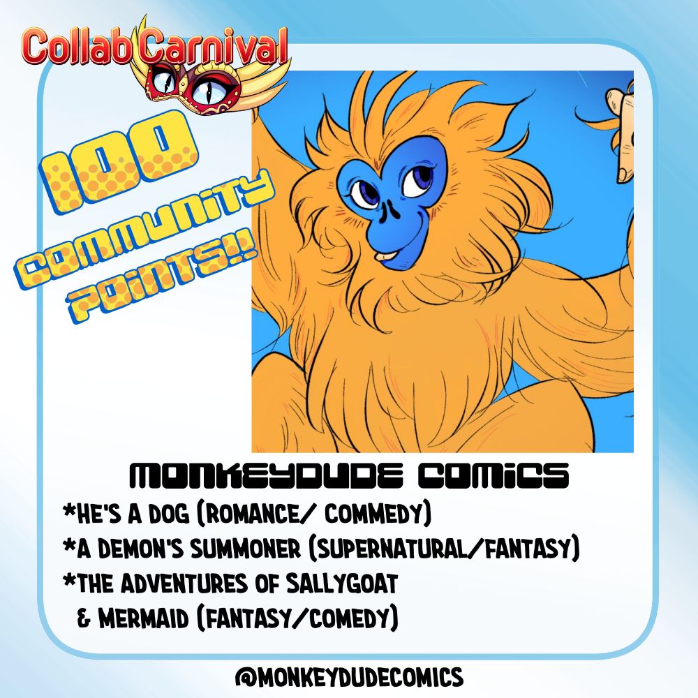 A feature profile with a list of comics