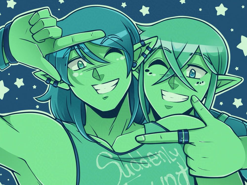 Two characters posing