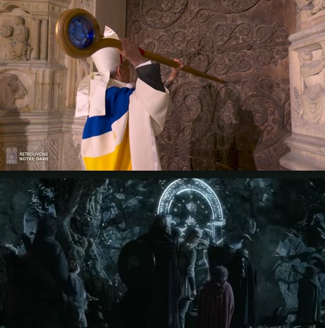 Parallèle troublant entre l'ouverture de notre dame et l'ouverture de la Moria par Gandalf!