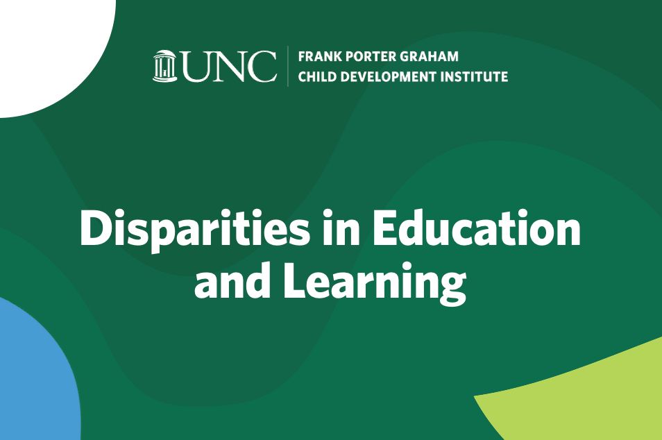 Decorative graphics and text reading: "Disparities in Education and Learning"