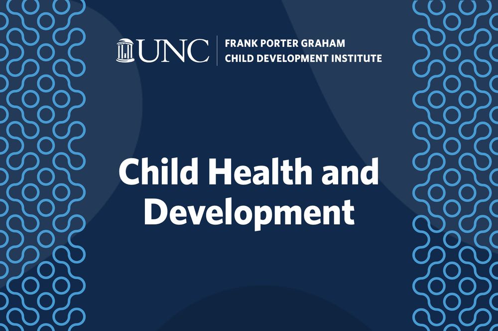 Decorative graphics and text reading "Child Health and Development"